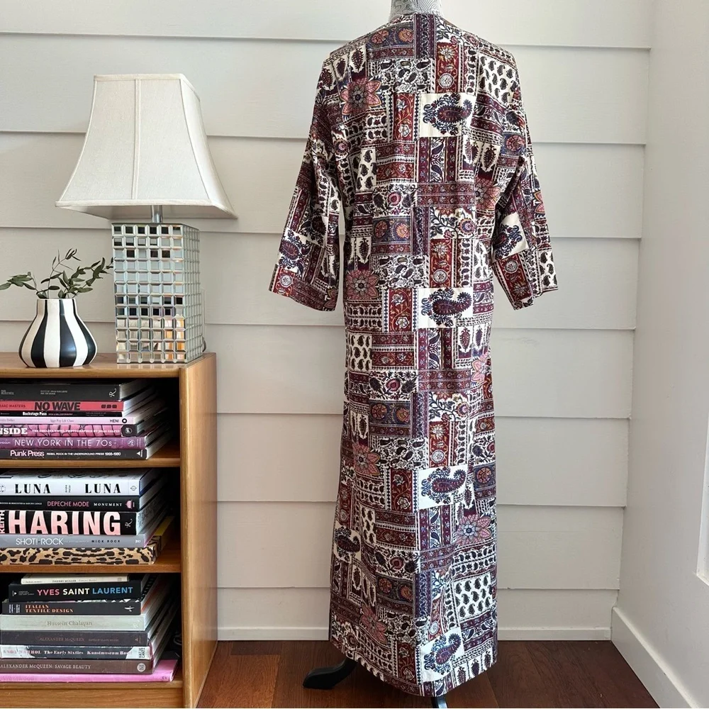 Vintage Patchwork Print Kaftan Style Nightgown Dress Boho Cottage - Picture 4 of 8